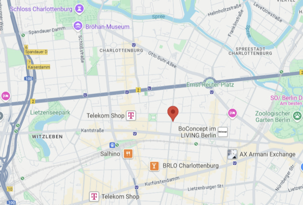 Anfahrtskarte zur Praxis Berlin, Leibnizstraße 30
