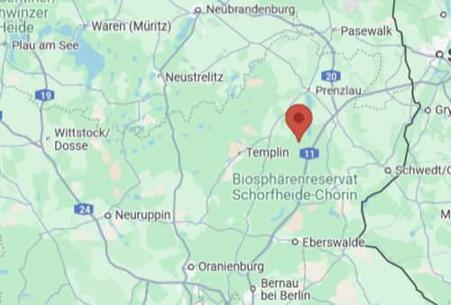Anfahrtskarte zur Praxis Uckermark, Ackerstraße 11 in Flieth